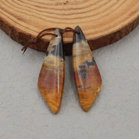 Natural Red Creek Jasper Earring Beads 40x14x4mm, 5.8g