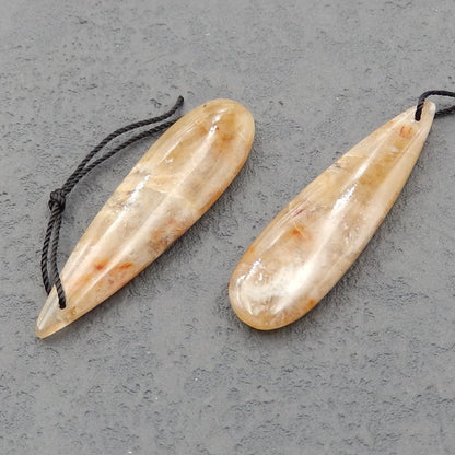 Paire de boucles d'oreilles en pierres précieuses de corail indonésien naturel, 45x13x5 mm, 8,03 g