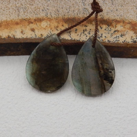 Natural Labradorite Earring Beads 20*15*4mm, 3.6g