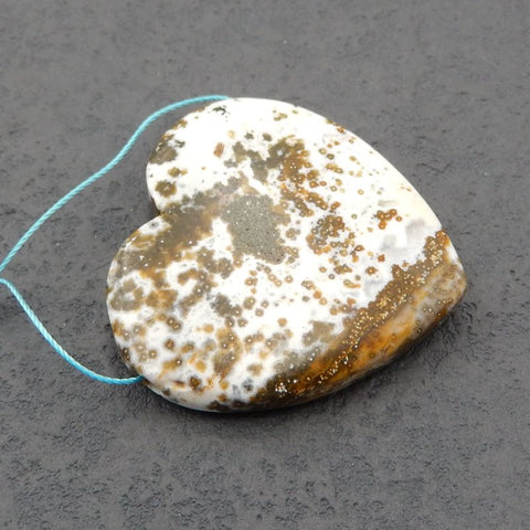 Perle pendentif en jaspe océanique, 40x39x7mm, 18g