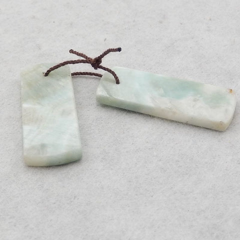 天然异极矿钻孔矩形耳环一对，33x13x3mm，7.7g