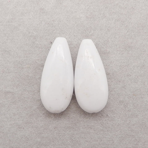 New Natural Stone White Agate Teardrop Earring Beads, Jewelry DIY Making, White Stone Earrings, 29x13x7mm,7g