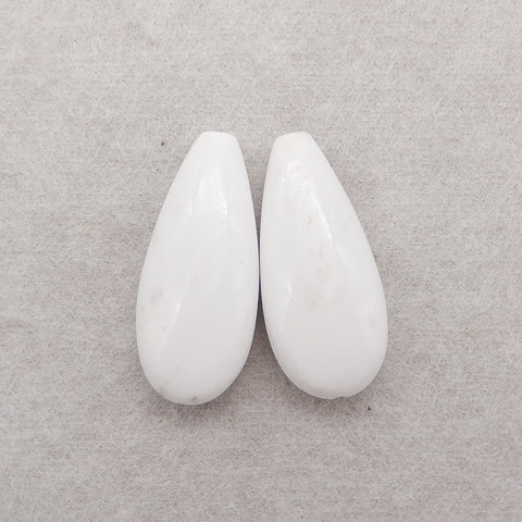 New Natural Stone White Agate Teardrop Earring Beads, Jewelry DIY Making, White Stone Earrings, 29x13x7mm,7g