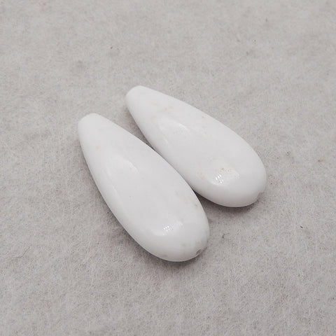 New Natural Stone White Agate Teardrop Earring Beads, Jewelry DIY Making, White Stone Earrings, 29x13x7mm,7g