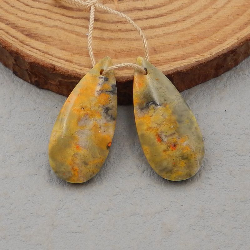 Natural BumbleBee Jasper Earring Beads 32x13x4mm, 5.5g