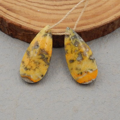 Natural BumbleBee Jasper Earring Beads 32x13x4mm, 5.5g