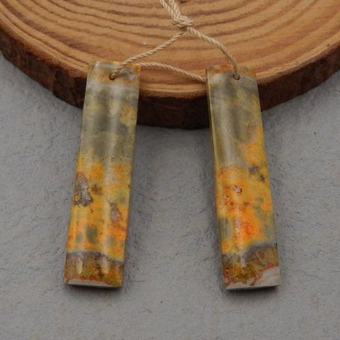 Natural BumbleBee Jasper Earring Beads 30-45mm, long rectangle