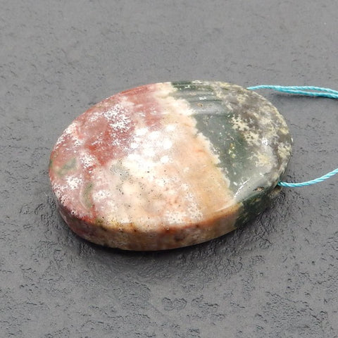 Natural Ocean Jasper Pendant Bead 40x30x9mm, 21g