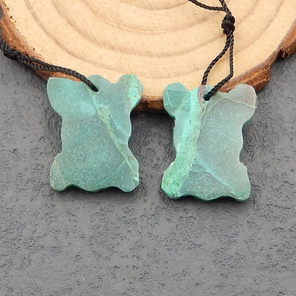 Natural Chrysocolla Earring Beads 22x18x3mm, 5.6g