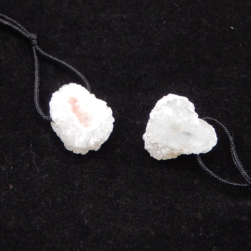 1 paire de boucles d'oreilles Nature White Geode Quartz Druzy Stone pour collier, 20X18X6mm, 7.1g