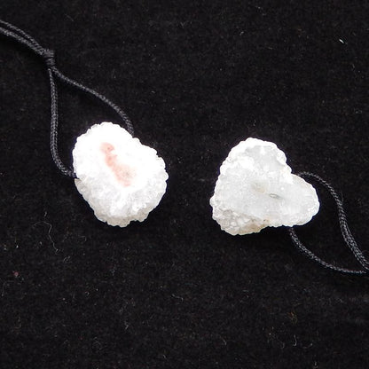 Natural White Geode Quartz Druzy Earring Beads 20X18X6mm, 7.1g