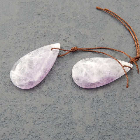 Paire de boucles d'oreilles en pierres précieuses d'améthyste naturelle 30x15x4mm, 7.0g