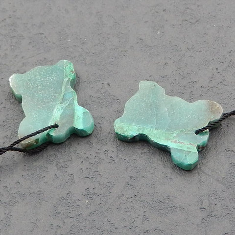 Paire de boucles d'oreilles en pierres précieuses de chrysocolle sculptée, 22x18x3 mm, 5,56 g