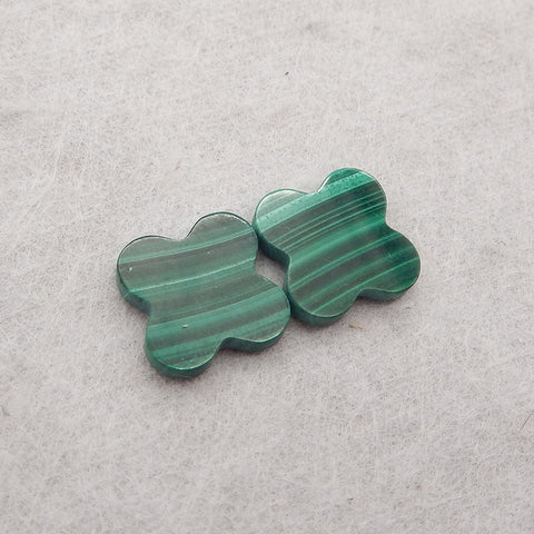 Malachite Four Leaves, Malachite Cabochon Beads,DIY Jewelry Making, 11x2mm,1.6g