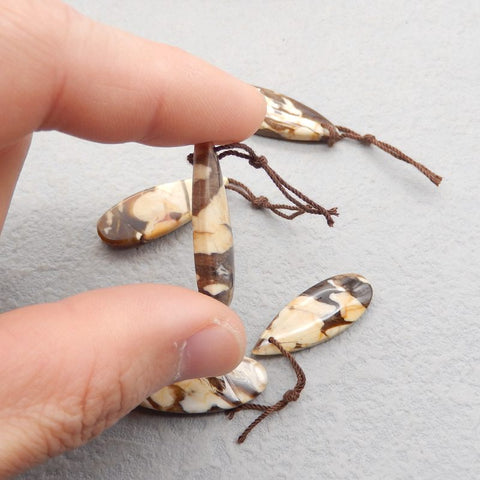 5 PCS Natural Peanut Jasper Pendant Beads 34*12*5mm, 31*12*5mm, 14.9g