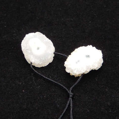 1 paire de boucles d'oreilles Nature White Geode Quartz Druzy Stone pour collier, 20X18X6mm, 7.1g