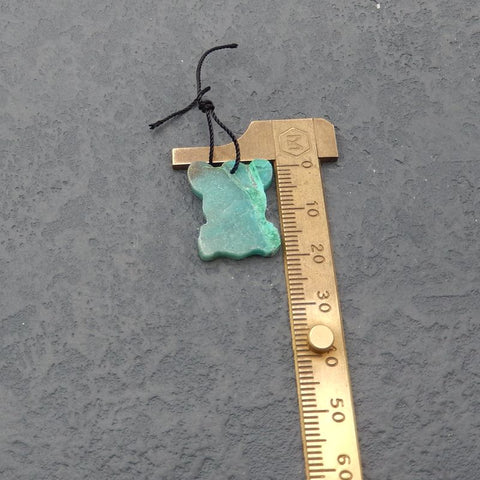 雕刻 Chrysocolla 宝石耳环一对，22x18x3mm，5.56g