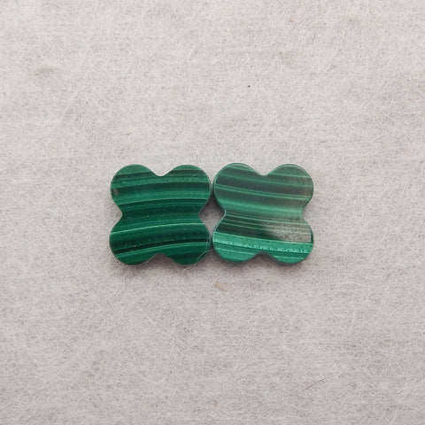 Malachite Four Leaves, Malachite Cabochon Beads,DIY Jewelry Making, 11x2mm,1.6g