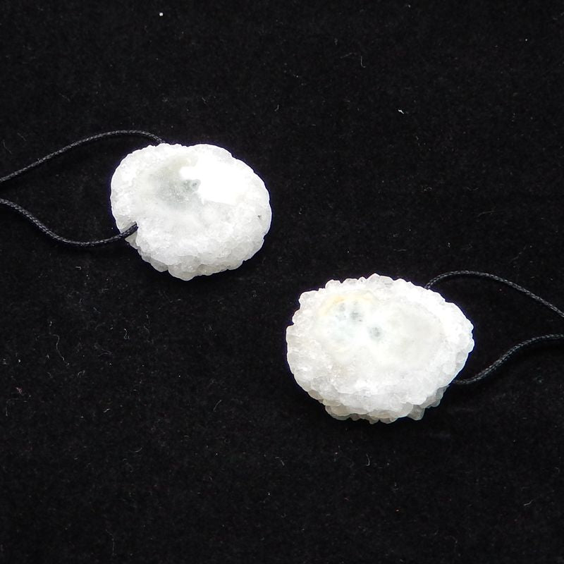 Natural White Geode Quartz Druzy Earring Beads 20X18X6mm, 7.1g