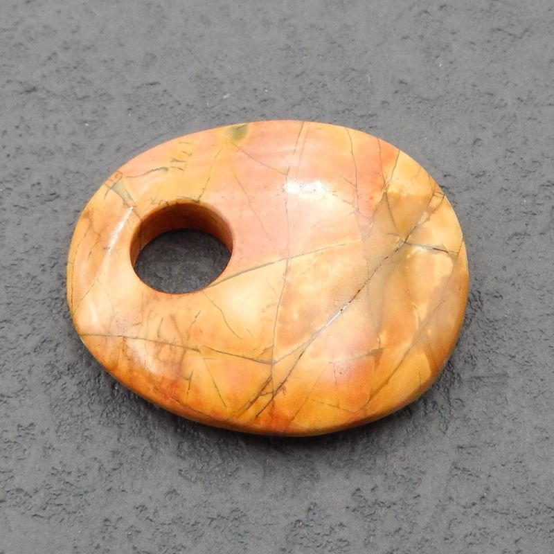 Natural Red Creek Jasper Pendant Bead 37x32x7mm, 12.5g