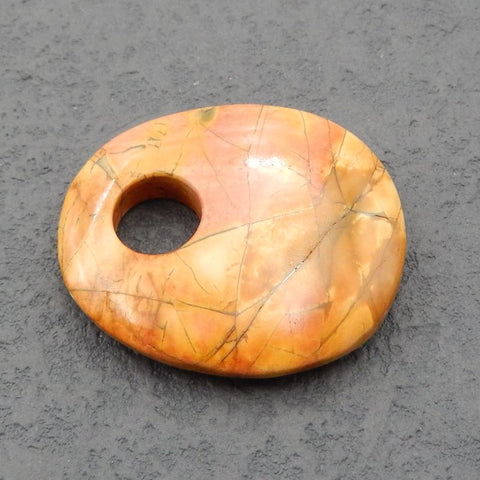 Red Creek Jasper Pendant Bead, Pendentif grand trou, 37x32x7mm, 12.5g