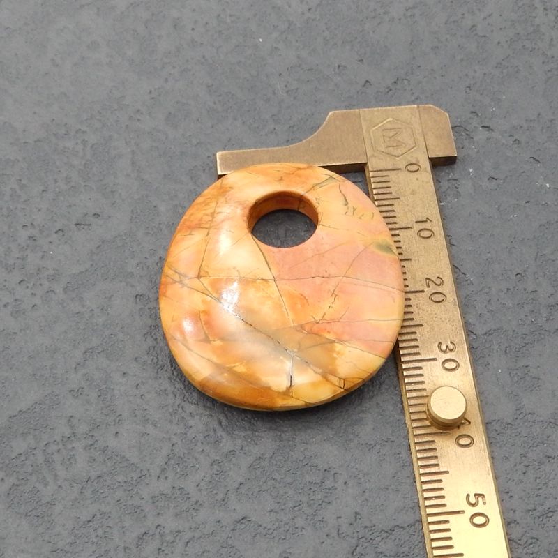 Red Creek Jasper Pendant Bead, Pendentif grand trou, 37x32x7mm, 12.5g