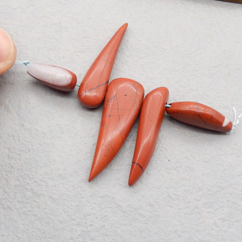 5 PCS Natural Red River Jasper Pendant Beads 22*13*9mm, 46*16*9mm, 29.3g