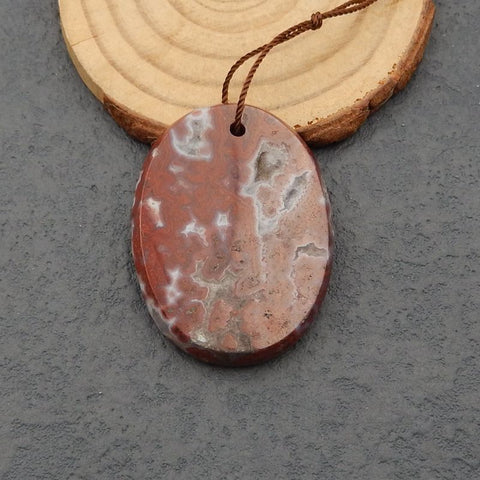 Perle pendentif en agate du Mexique naturelle 40 x 30 x 5 mm, 12,2 g