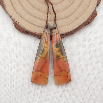 Natural Red Creek Jasper Earring Beads 30-45mm, long triangle