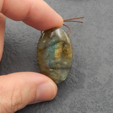 Natural Labradorite Pendant Bead 36x24x7mm, 11.3g