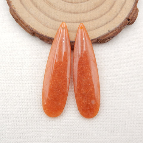 Paire de boucles d'oreilles Aventurine rouge nouveau design, pierre pour la fabrication de boucles d'oreilles, 42x10x4mm, 5.5g