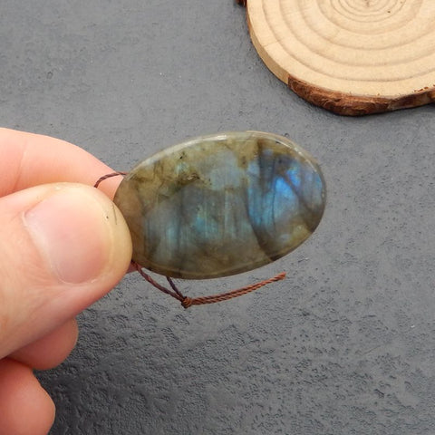 Natural Labradorite Pendant Bead 36x24x7mm, 11.3g