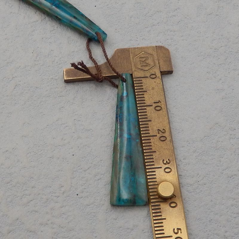 Natural Chrysocolla Earring Beads 43x13x5mm, 9.3g