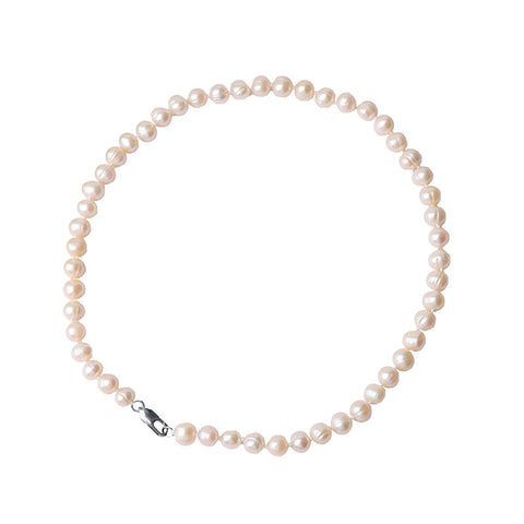 Gomggsale Freshwater Pearl Necklace with Silver Clasp Fashion Jewelry Necklaces