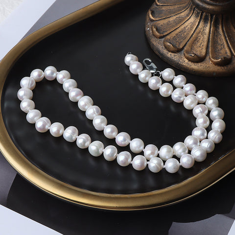 Gomggsale Freshwater Pearl Necklace with Silver Clasp Fashion Jewelry Necklaces