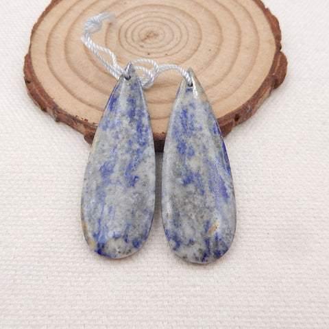 Boucles d'oreilles en forme de larme de lapis-lazuli naturel, 42 x 12 x 4 mm, 7,4 g