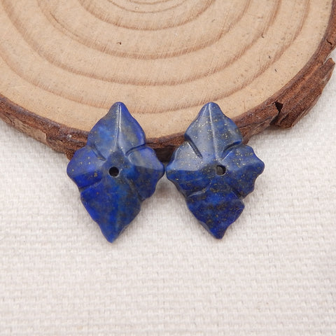 Natural Lapis Lazuli Carved flower Earring Beads 19x13x4mm, 2.1g