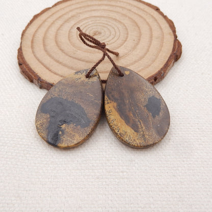 Natural Chohua Jasper Earring Beads 30x20x3mm, 7.1g