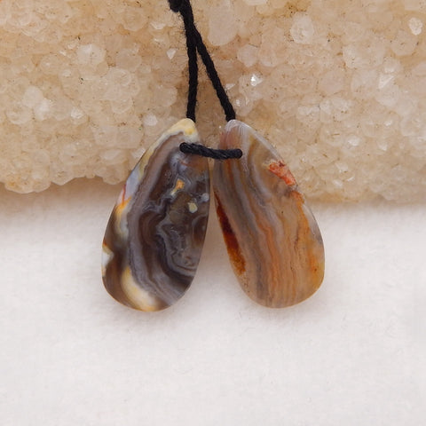 Paire de Boucles d'Oreilles Percées en Agate Druzy Brésil Naturelle, 20x14x6mm, 4.1g