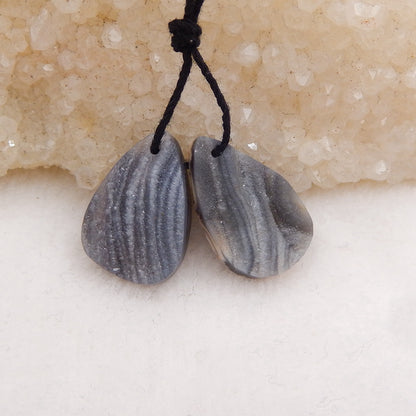 Natural Druzy Brazil Agate Earring Beads 18x16x4mm, 3.1g