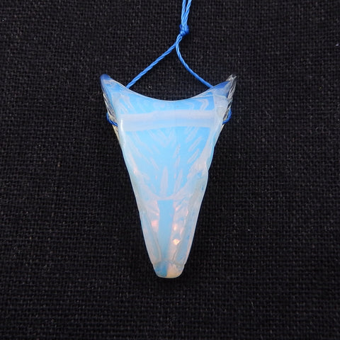 Opalite Carved wolf head Pendant Bead 40x31x15mm, 17.8g