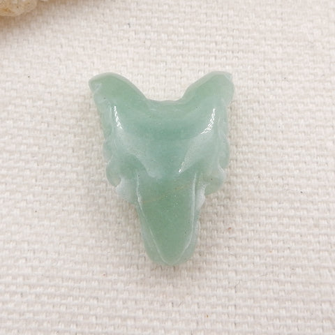 Natural Green Aventurine Carved wolf head Pendant Bead 23*16*8mm, 3.8g