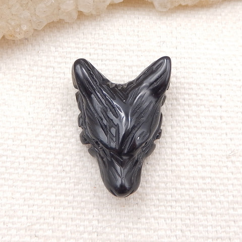 Natural Obsidian Carved wolf head Pendant Bead 21x16x8mm, 2.6g