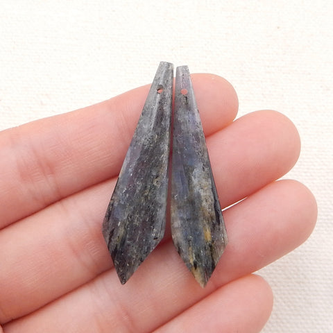 Natural Blue Kyanite Earring Beads 40x10x4mm, 6.1g