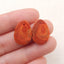 Paire de Boucles d'Oreilles Percées en Corail Orange Naturel, 18x14x2mm, 2.0g