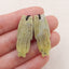 Natural Serpentine Carved feather Earring Beads 40x14x4mm, 6.5g