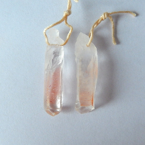 Paire de Boucles d'Oreilles Quartz Blanc Naturel 29x6x5mm, 3.0g