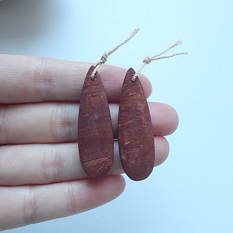 Natural Red Creek Jasper Earring Beads 42x10x6mm, 7.8g