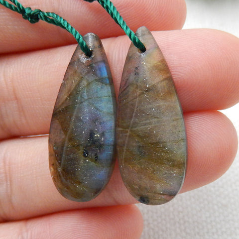 Natural Labradorite Earring Beads 29x13x5mm, 6.9g