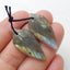 Paire de boucles d'oreilles feuille sculptée en labradorite, 26 x 12 x 4 mm, 3,8 g